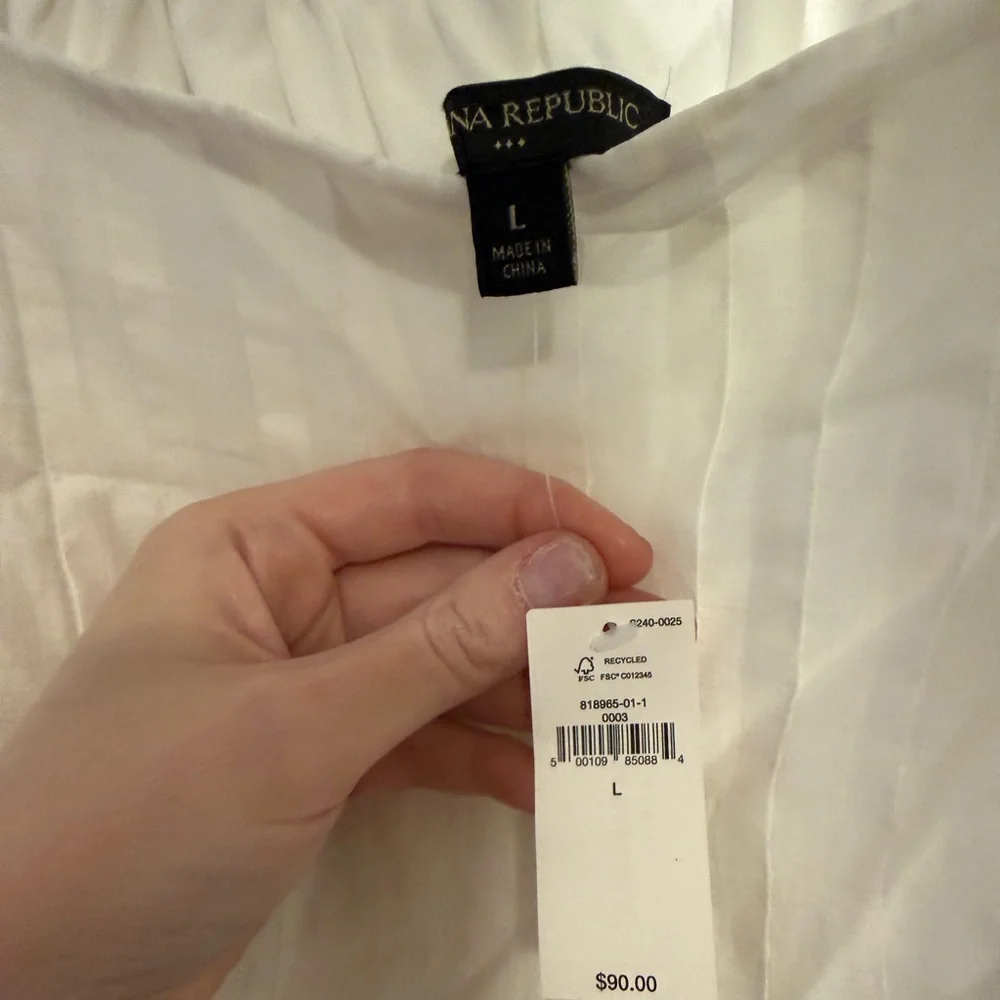 Banana Republic Factory Womens White Off-Shoulder Puff Sleeve Top L New - Picture 2 of 3